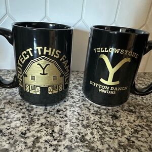 Yellowstone Dutton Ranch Black and Gold Mugs